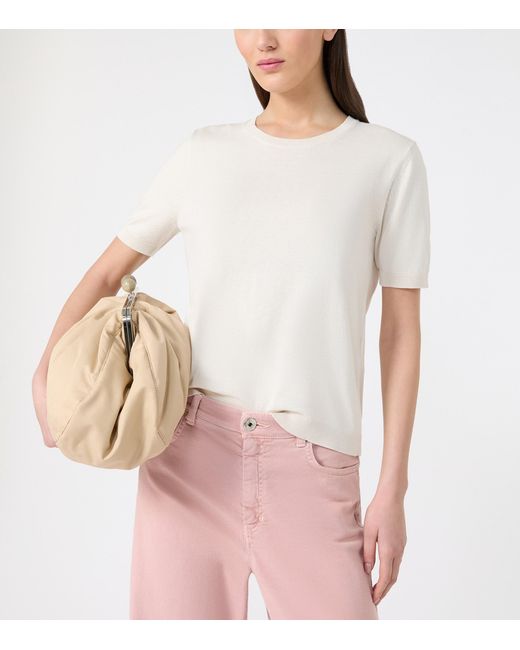 Weekend by Maxmara White Silk-Cotton Knitted Top