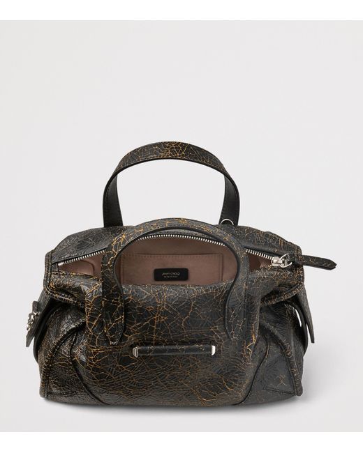 Jimmy Choo Black Barfilo Cracked Leather Bag