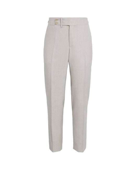Isaia Gray Wool-Silk-Linen Trousers for men