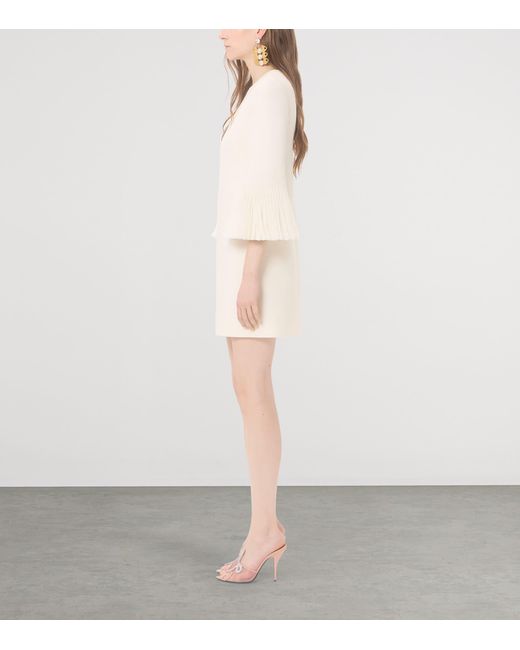 Valentino Natural Silk-Wool Ruffle Mini Dress