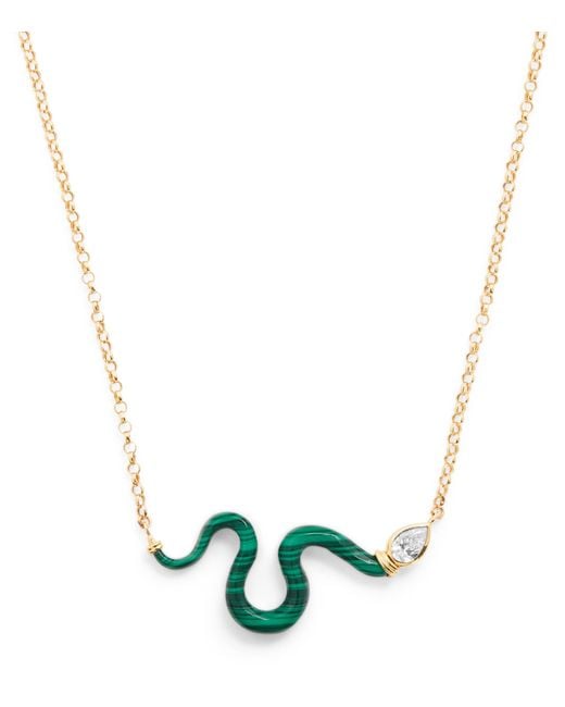 L'Atelier Nawbar Green Large, Diamond And Malachite N*93 Boa Necklace