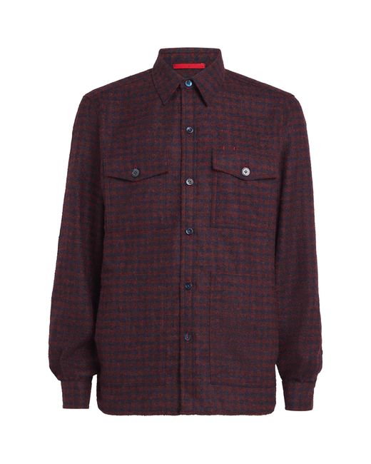 Isaia Purple Houndstooth Overshirt for men