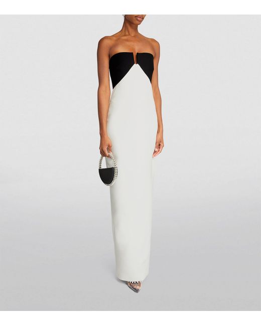 Roland Mouret White Sweetheart-neck Strapless Stretch-woven Maxi Dress