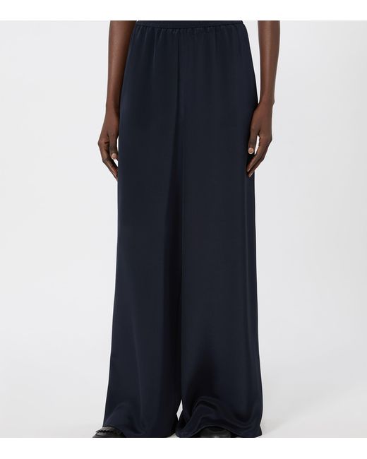 Max Mara Blue Silk Wide-Leg Trousers
