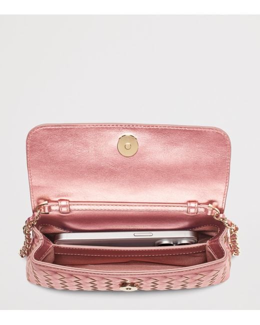 Aspinal Pink Metallic Leather Clutch Bag