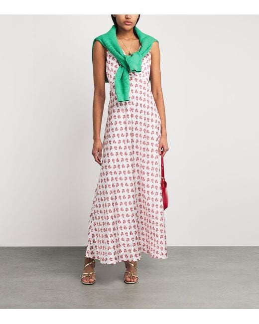 Maje Pink Silk Floral Maxi Dress