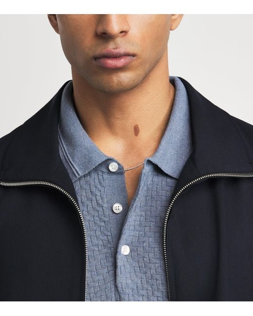 PAIGE Blue Cotton-Wool-Silk-Cashmere Kiko Polo Shirt for men