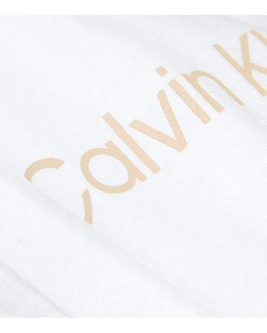 Calvin Klein White Linen-mix Logo T-shirt for men