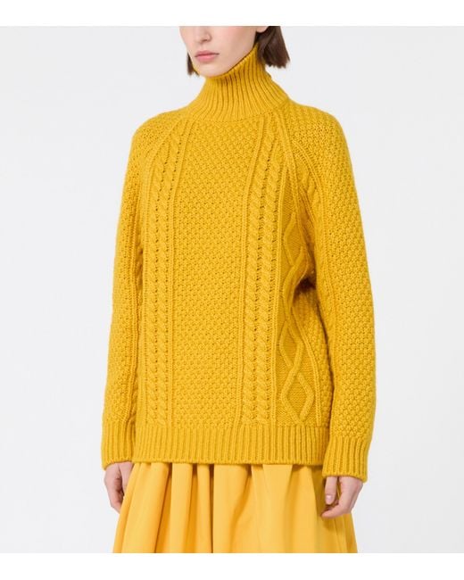 Weekend by Maxmara Yellow Wool-Blend Rollneck Sweater