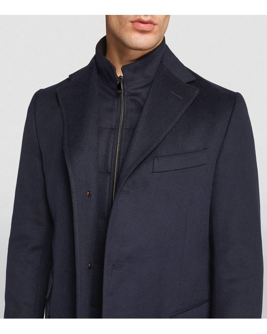 Corneliani Blue Virgin Wool Overcoat for men