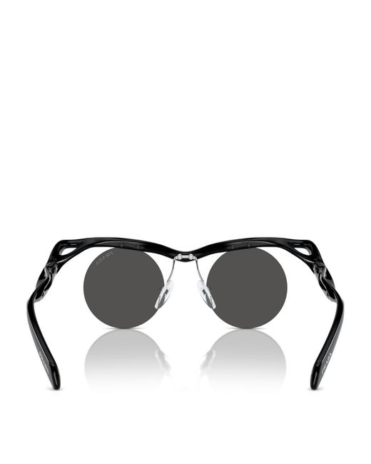 Prada Black Sculptural Round Runway Sunglasses