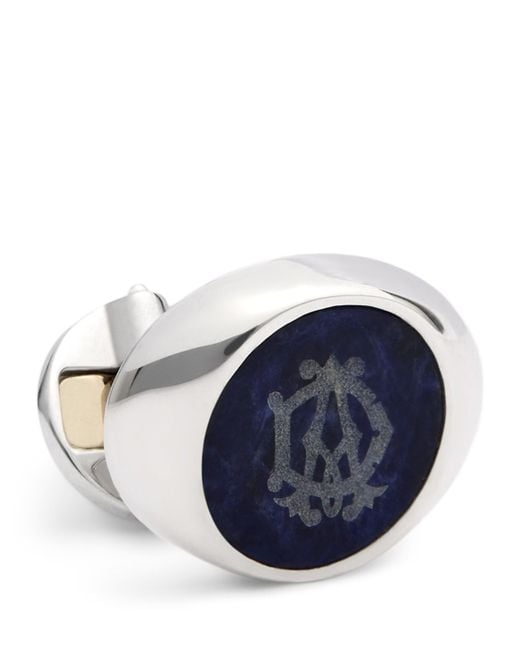 Dunhill Blue Rhodium-Plated And Sodalite Ad Cypher Cufflinks for men