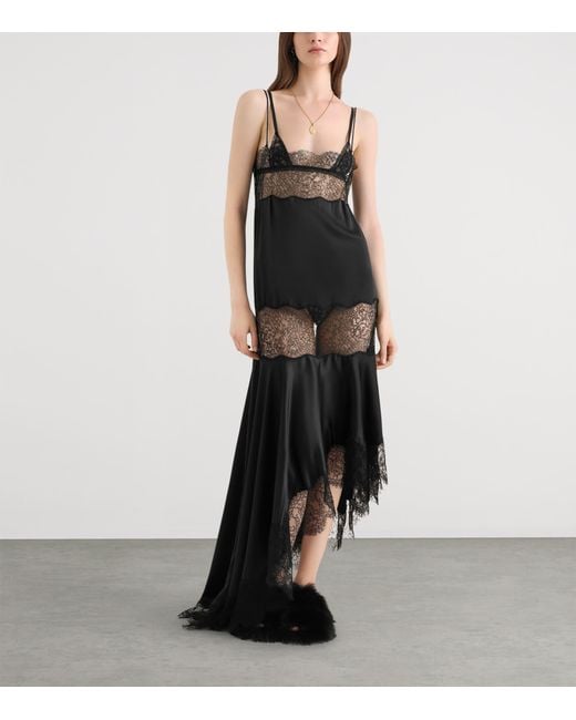 Dolce & Gabbana Black Silk-Blend Asymmetric Midi Dress