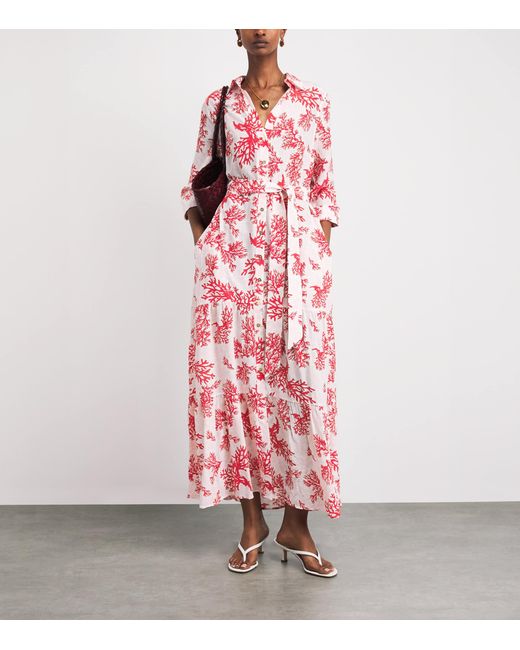Heidi Klein Pink Silk Scala Maxi Shirt Dress