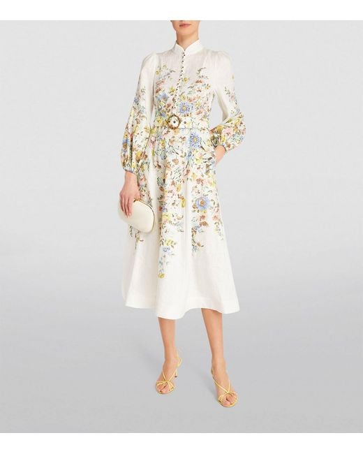 Zimmermann White Mini Belted Floral Dress