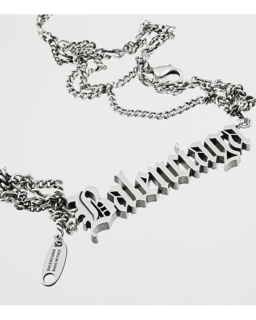 Balenciaga Metallic Typo Destroyed Necklace for men