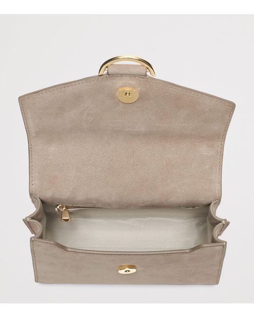 Aspinal Natural Midi Suede Mayfair 3 Top-Handle Bag