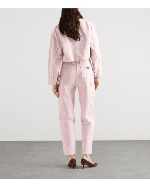 Prada Pink Cotton Canvas Cropped Jacket