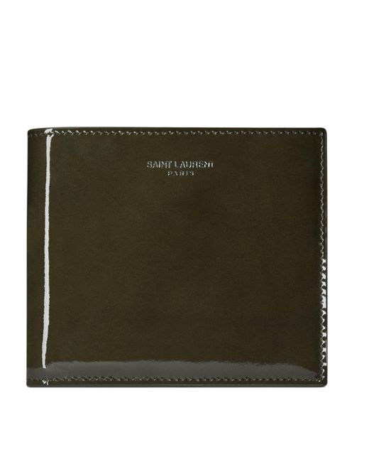 Saint Laurent Green Patent Leather Bifold Wallet for men