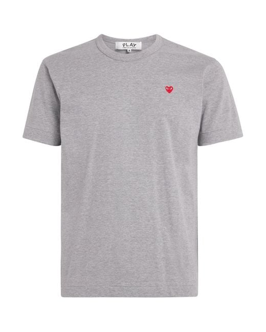 COMME DES GARÇONS PLAY Gray Cotton Mini Heart Logo T-Shirt for men