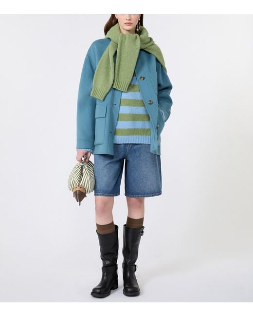Weekend by Maxmara Green Stripe Crew-Neck Sweater