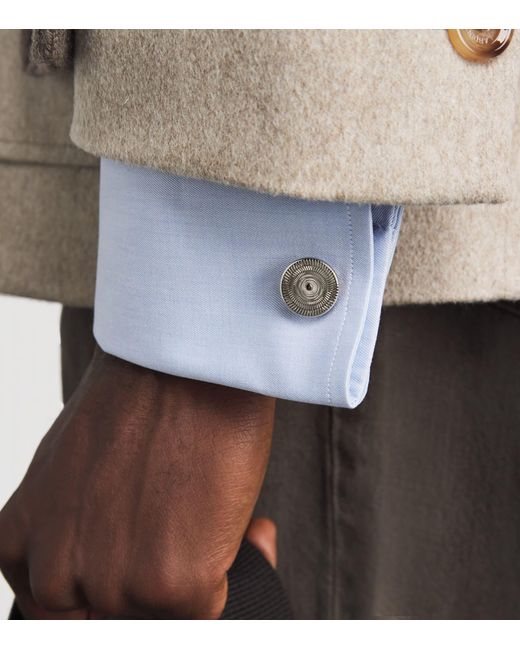 Babette Wasserman Natural Rhodium-Plated Tiger's Eye Tourbillon Cufflinks for men
