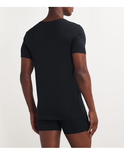 Hanro Black Cotton Superior T-Shirt for men
