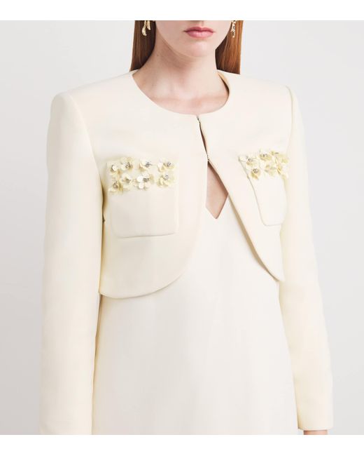 Self-Portrait White Cropped Sequinned Jacket