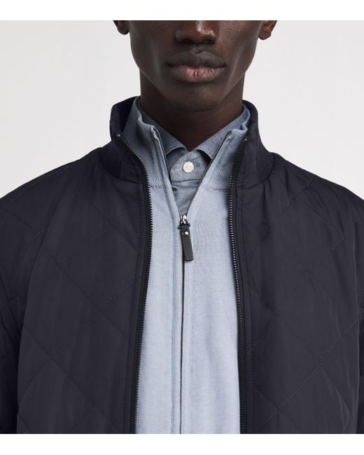 Pal Zileri Blue Reversible Bomber Jacket for men