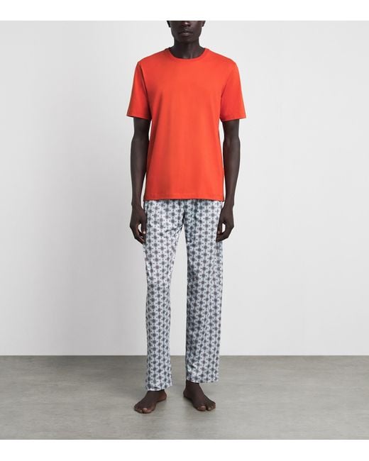 Hanro Orange Cotton Night & Day T-Shirt for men