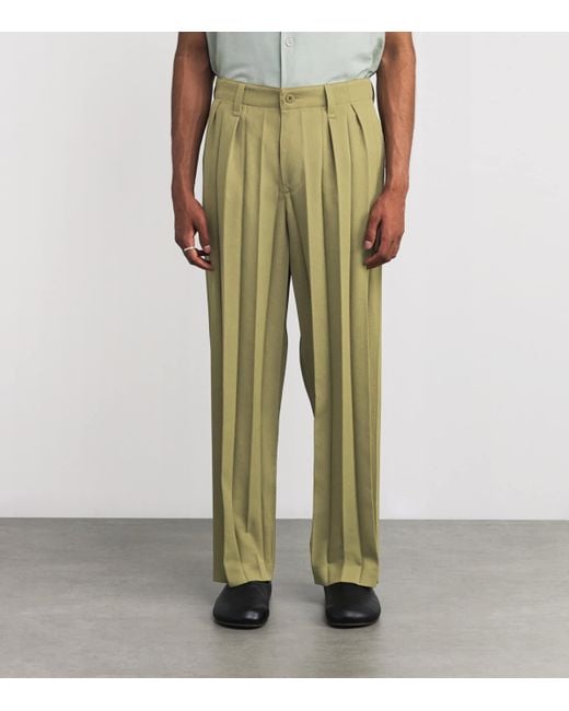 Homme Plissé Issey Miyake Green Pleated Edge Ensemble Trousers for men