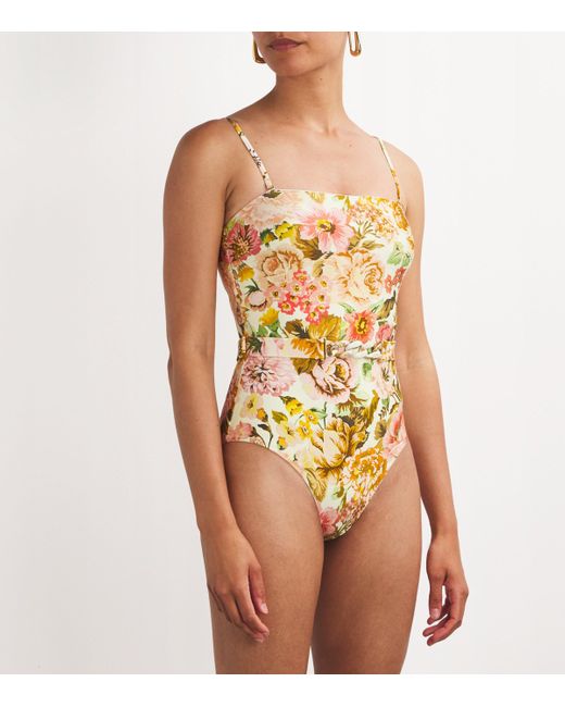 Zimmermann Yellow Belted Floral Swimsuit