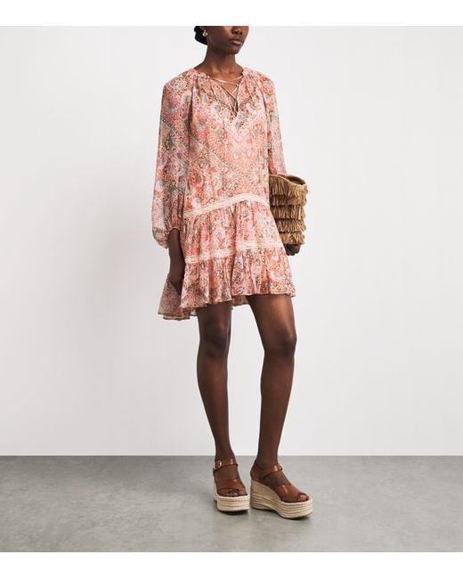 Rixo Pink Floral Miyah Mini Dress