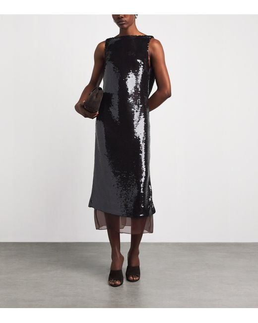 Esse Studios Black Sequin Luminessa Midi Dress