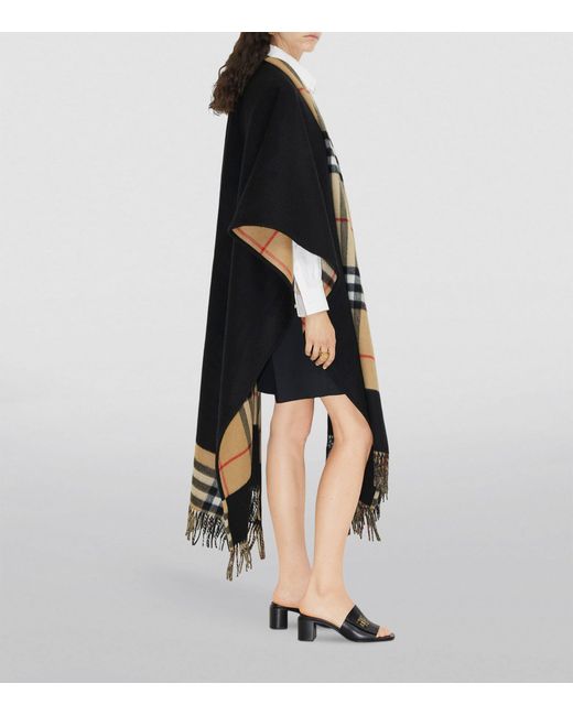 Burberry Black Wool And Cashmere Blend Reversible Cape