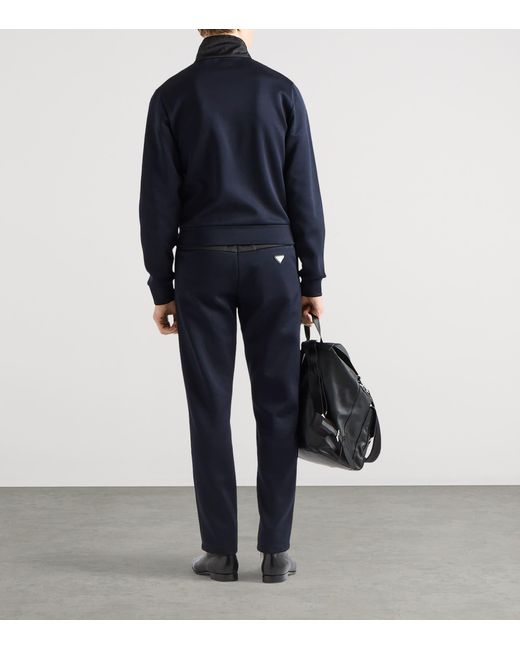 Prada Blue Cotton-Blend Re-Nylon Trousers for men