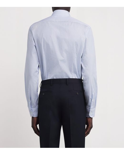 Corneliani Blue Cotton Stripe Formal Shirt for men