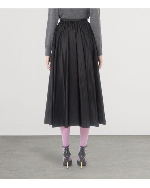 Valentino Black Silk Pleated Midi Skirt