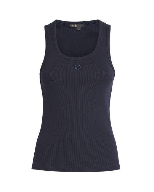 Maje Blue Stretch-Cotton Logo Tank Top