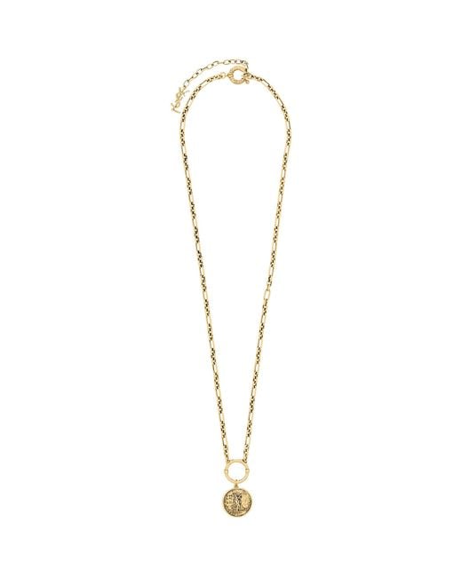 Saint Laurent Metallic Cassandre Medallion Necklace for men