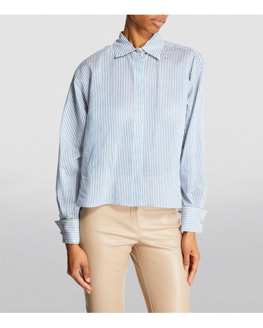 Max Mara Blue Silk Striped Shirt