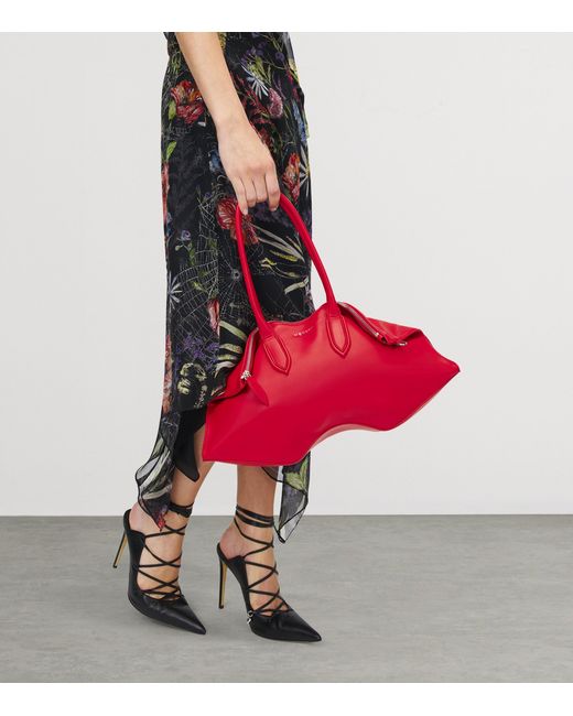 McQueen Red Leather Manta Shoulder Bag