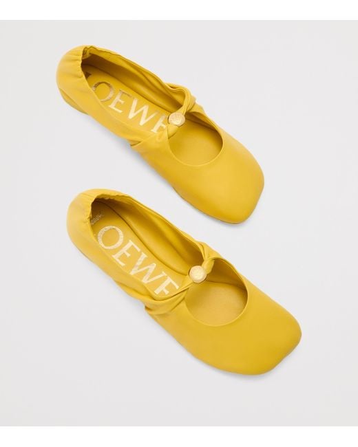 Loewe Yellow Lambskin Pebble Soft Ballet Flats