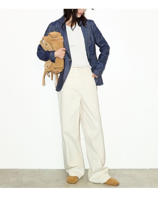 MAX&Co. White Wool-Blend Straight Leg Trousers