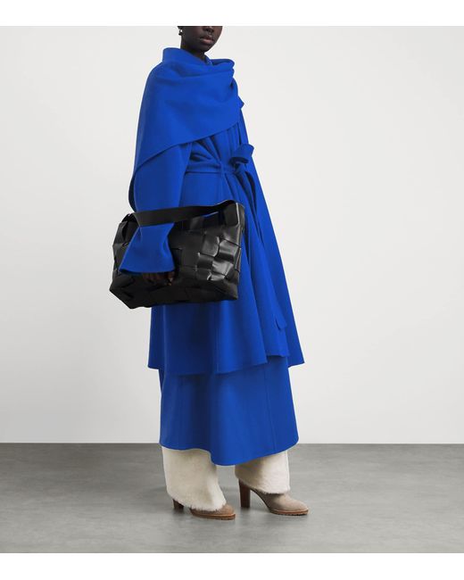Lafayette 148 New York Blue Wool-Cashmere Detachable Cape Coat