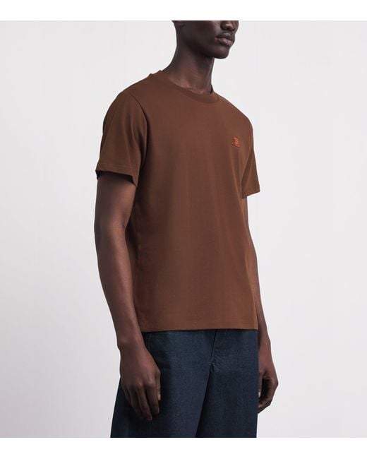 Sandro Brown Cotton Logo-Patch T-Shirt for men
