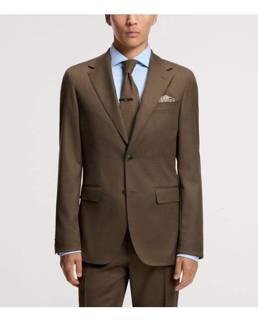 Boss Brown Wool-Mohair Straight Fit Blazer for men