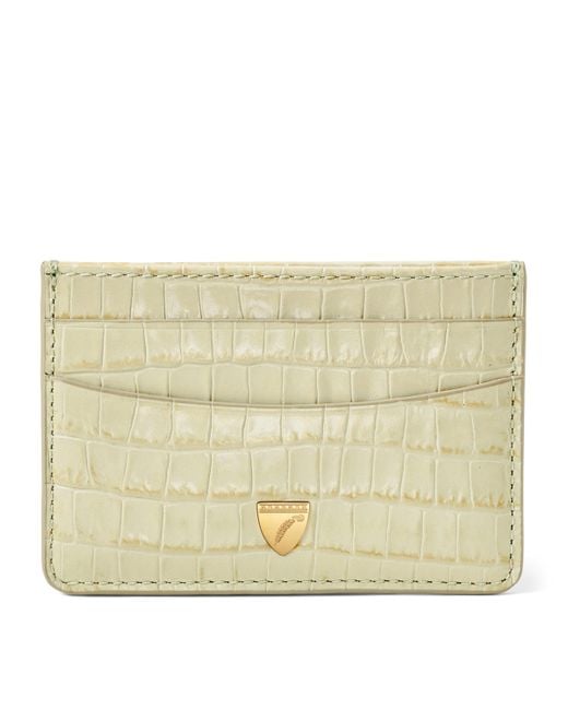 Aspinal Natural Croc-Embossed Slim Card Holder