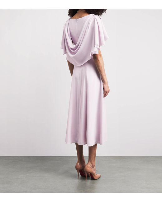 Sabina Bilenko Pink Crepe Embellished Birdie Midi Dress