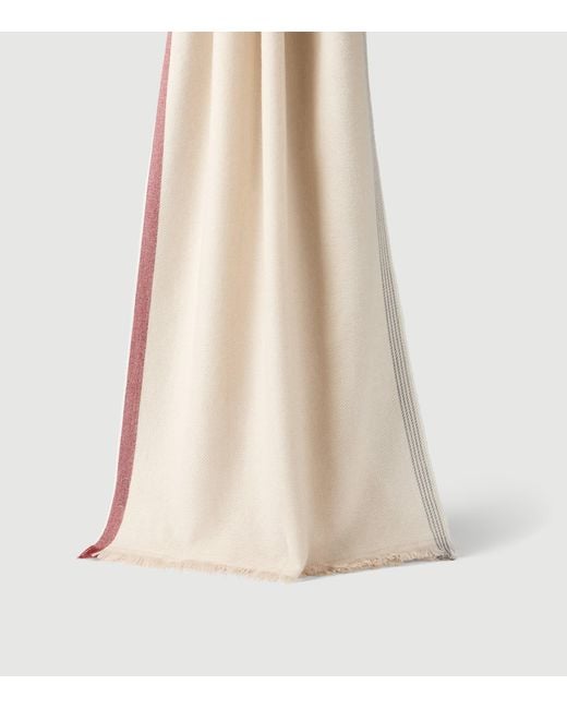 Brunello Cucinelli Natural Cashmere Stripe Scarf